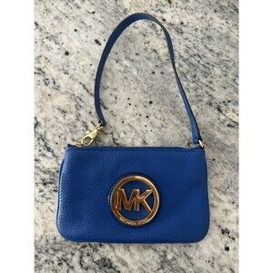 Michael Kors Fulton Limited Edition Cadet Blue Leather Wristlet Clutch